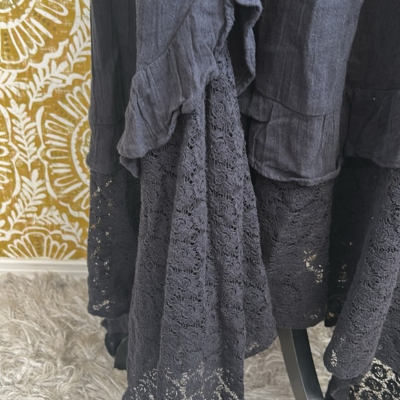 NWOT Free People Bring The Romance Black Lace Ruffle Babydoll Midi Dress size XS - Picture 8 of 12